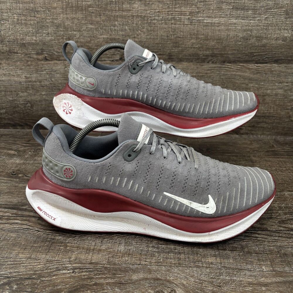Nike ReactX Infinity Run Shoes Men's 11.5 Gray Red Running Sneakers FJ1221-013